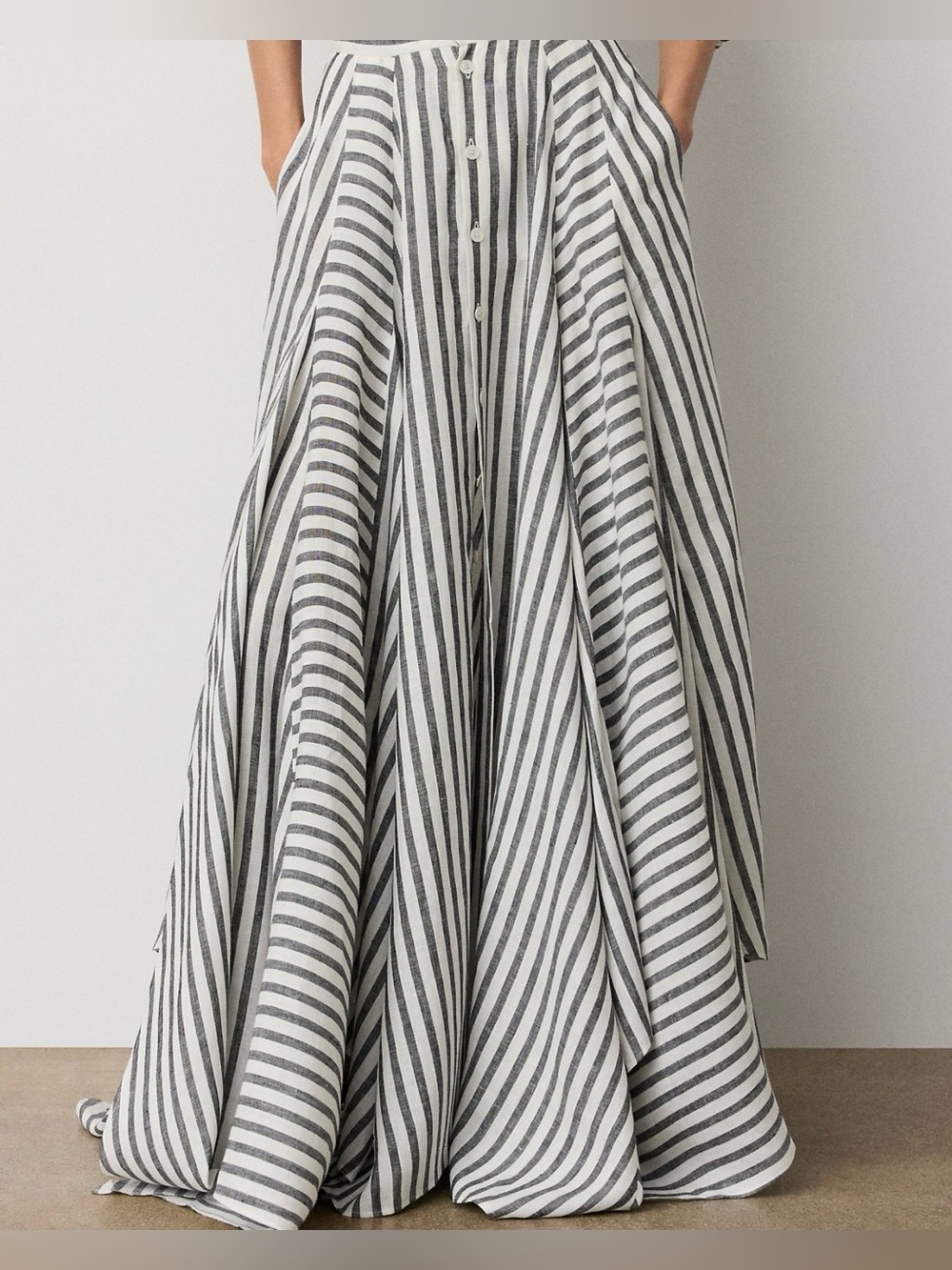 Ralph Lauren Collection Shamus Striped Linen Maxiskirt - Picture 10 of 12